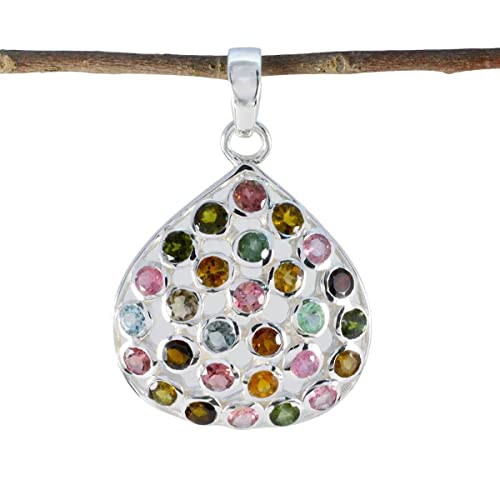Pendentif en argent 925 et tourmaline véritable au design épuré