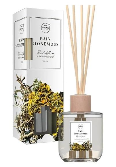AROMA HOME Reed Diffuser, Rain Stonemoss Scent, 100ml with Perfume Sticks