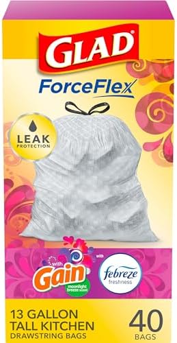 Glad Tall Kitchen Quick-Tie Trash Bags, OdorShield
