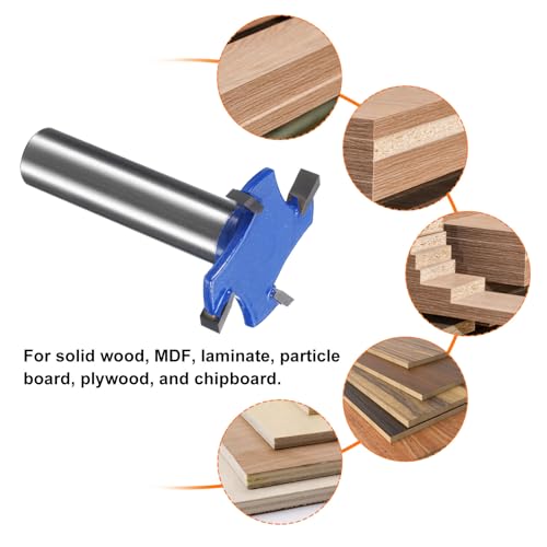 Harfington HTA240225HH000095 T Slot Cutter Rabbet Router Bit 15/32 Inch (12Mm) Shank 1-3/8 Inch (35Mm) X 5/32 Inch (4Mm) 4 Wing Carbide Slotting Cutter Rabbeting Slab Flattening Router Bits thumb #4