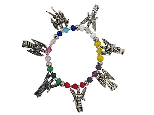 Bracelet with Seven Archangels Silver-tone Charms Angels Pulsera de los Siete Arcángeles