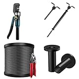 Steel DN Mate Upgrade Hydraulic Crimping Tool, Steel DN Mate 20 Pairs Black Cable Railing Kit, 400ft Black Wire Rope, 100 Pairs Sleeves