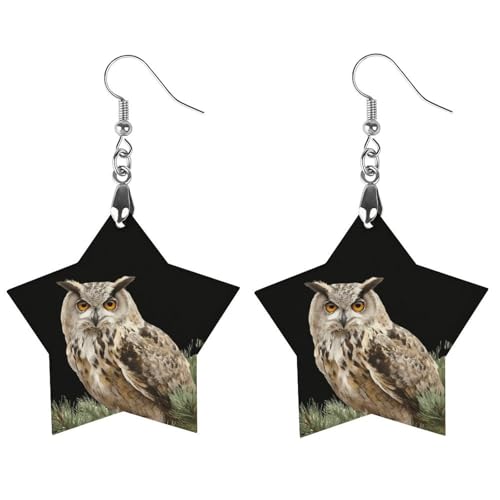 Owl Wooden Dangle Earrings for Women Vintage Pendant Jewelry, Multiple