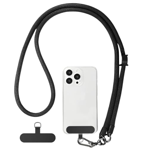 IKOPFLN Catena universale per cellulare, adatta a tutti gli smartphone, con 2 patch universali, adatta a tutti gli smartphone, collana, cinturino da polso e da collo regolabile