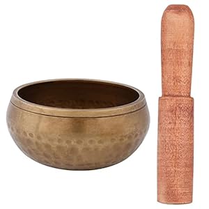 Tibetaans boeddhisme messing klankschaal met houten spits geluid genezing meditatie