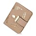 Women's Short Leather Card Holder Purse Zipper Buckle Elegant Clutch Wallet (Short Khaki)