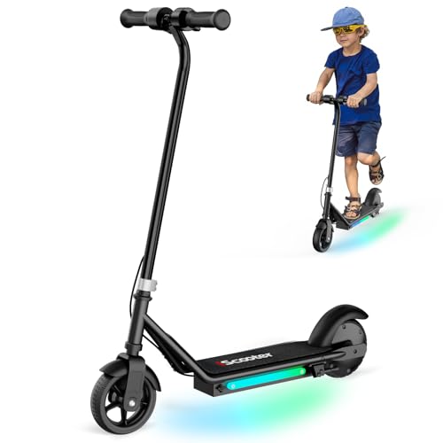 iScooter IK3Max Electric Scooter for Kids Ages 8+, Bluetooth, Horn, LED Display,3 Adjustable Speeds & Heights for Tweens, Foldable, Double Brake, 3 Light Modes, 200W Motor Black IK3-10MPH To