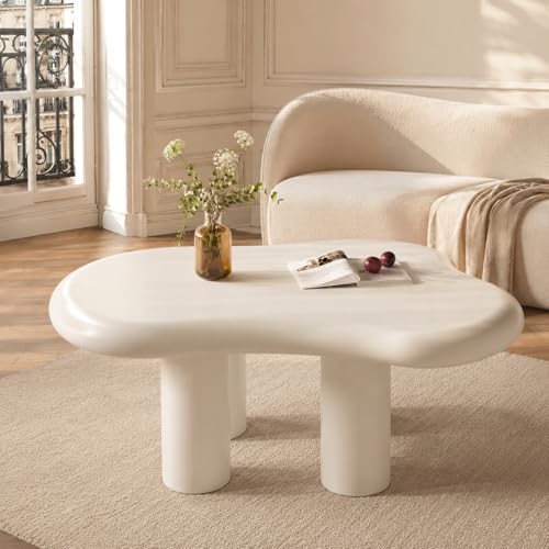 Guyii Table Basse Cloud, Salon Central Minimaliste Table Basse irrégulière à Quatre Pieds (Blanc 0,9 m)