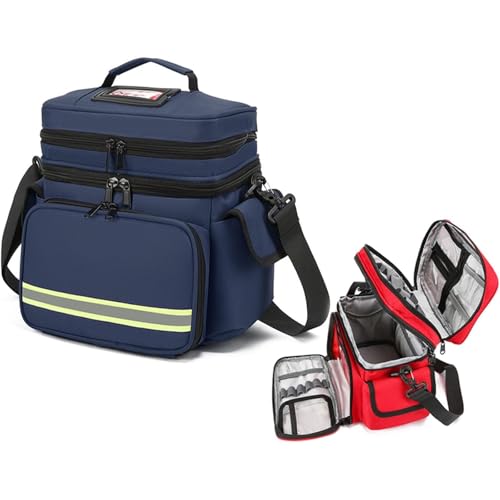 Bolsa De Primeros Auxilios Vacía Profesional, Bolsa Táctica Médica De Primeros Auxilios Con Múltiples Bolsillos, Doble Capa Y Duradera, Bandas Reflectantes Y Viaje Seguro, Para Médicos De Enfermería.