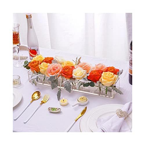 Vase rectangulaire acrylique transparent blanc E pour table - 5
