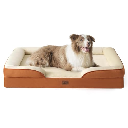Image of Bedsure L Plus Orthopedic Dog Bed for Large Dogs - Washable Dog Cat Bed Waterproof, L Plus Big Comfort Dogs Couch Sofa with Washable Removable Cover, Pet Bed with Nonskid Bottom, Ember Clay, 38 inch