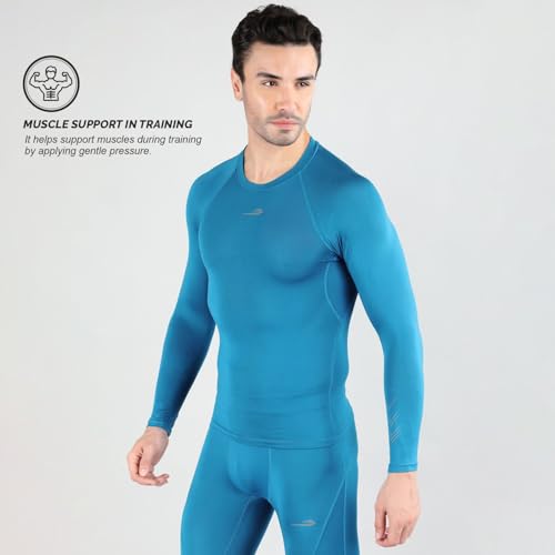 Image of DSC Mens Full Sleeve Compression T-Shirt - Breathable Base Layer for Cricket, Gym - Skin-Fit Performance Activewear for Training, and Fitness Activities