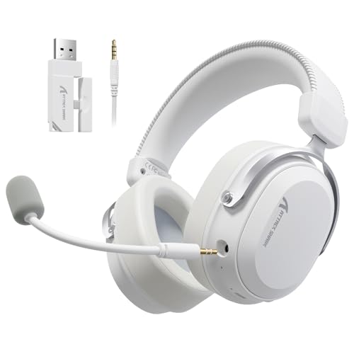 ATTACK SHARK L30PRO Wireless Gaming Headset 7.1 Surround Sound 50mm Bio-Treiber 3-Modus 2.4G/BT 5.3/Kabelgebundene Kopfhörer mit Abnehmbarem Mikrofon für PC/PS/Switch 84H Spielzeit-Weiß