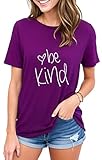 Be Kind T Shirts Women Cute Graphic Blessed Shirt Funny Inspirational Teacher Fall Tees Tops (Purple