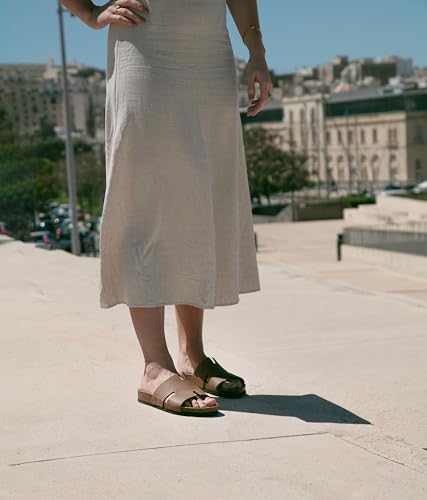 Image of Sandgrens Handmade Unisex Cork Slides | European Top Grain Leather Sandals with Soft Suede Footbed and EVA Rubber Sole | Avila