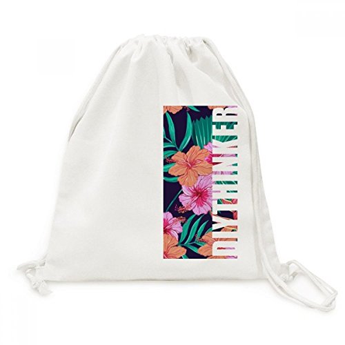 Toile drawstring backpack au motif floral bleu ciel avec finitions haut de gamme