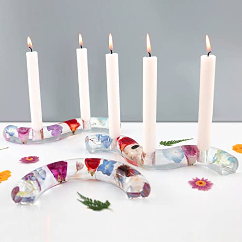 Mcckle 3Pcs Wave Candle Holder Resin Mould Tealight Candle Holder, S Shape Candle Holder Linear Tea Lamp Holder Resin Mould For Tapered Candles, Stick Candles (S M Shape) #TOP3