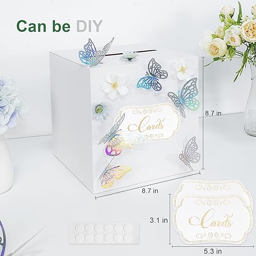 Image of 1 Pack White Card Box for Party, 8.7 inch White Gift Card Box Money Box for Birthday, Wedding, Baby Shower, Retirement, Anniversary, Bridal Shower, Raffle Ticket