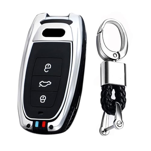 Coque de clé pour Audi R8 Q5 Q7 en alliage zinc argenté avec porte-clé luxe