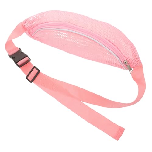 Uonlytech Riñonera Deportiva de Malla Rosa Ligera y Duradera con Cremallera Suave Bolsa Portátil Multifuncional para Running Ciclismo Playa y Actividades al Aire