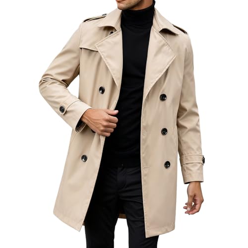 Foweknow Trench Coat Uomo Classico Doppio Petto...