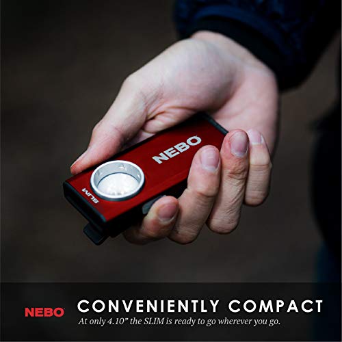 Nebo Slim Work Light, Usb Rechargeable Bright Pocket Light With Clip, Hook And Magnetic Base For Hands-Free Lighting Portable Cob Led Dimmable Flashlight 500 Lumens -Red #TOP6