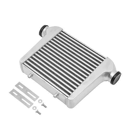 Universal Intercooler Aluminum Intercooler Front Mount 2.5 Inlet & Outlet Tube & Fin Direct Replacement for Any Turbo Charger System Silver (18x13x3 2.5)