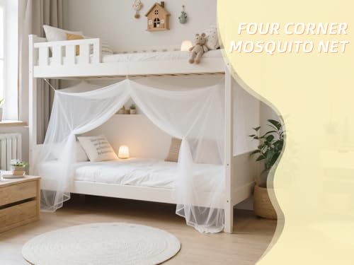 Image of 1.2M Wide Bed with White Extra Dense Quadrant Protection Mosquito Net,Dormitory Double Bed Cover Dense Insect Net for Camping,Family,Dormitory,Housing Bed Bug Protection (L:1.9m*W:1.2m)