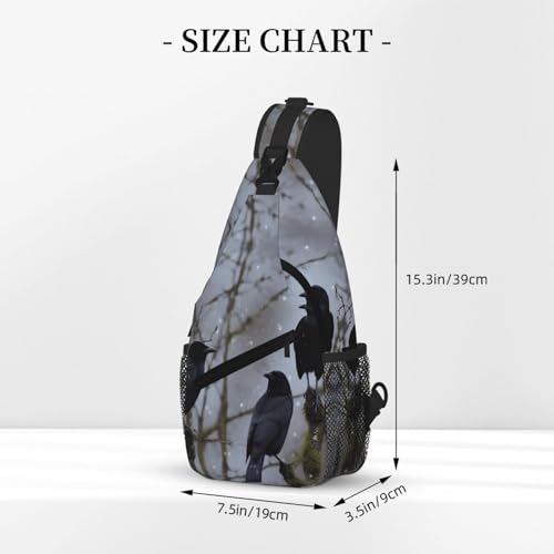 Bolso Bandolera Black Crow Birds Unisex para Viaje y Senderismo miniatura 3