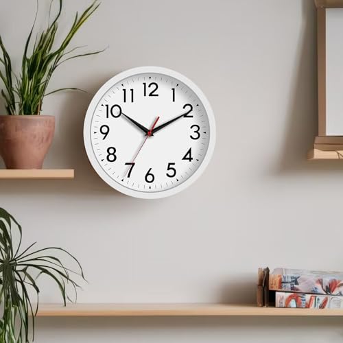 Image of DAXSMY Wall Clock Small Analog 8 Inch Silent Non Ticking Battery Operated Modern Simple Decorative for Kitchen Office Bedroom Bathroom Living Room(White)