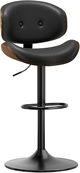 Adjustable Swivel Bar Stools Chair,Counter Height Bar Stools with Back,Bar Stool for Kitchen Island,Upholstered Pub Stools with Footrest Black, Set of 1