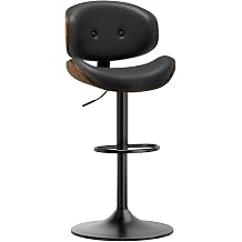 Adjustable Swivel Bar Stools Chair,Counter Height Bar Stools with Back,Bar Stool for Kitchen Island,Upholstered Pub Stools with Footrest Black, Set of 1