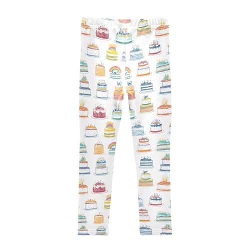 senya Girls Printed Leggings Yoga Pants Birthday Cake Pattern for Kids in 4t to 10 Years, 4T2
