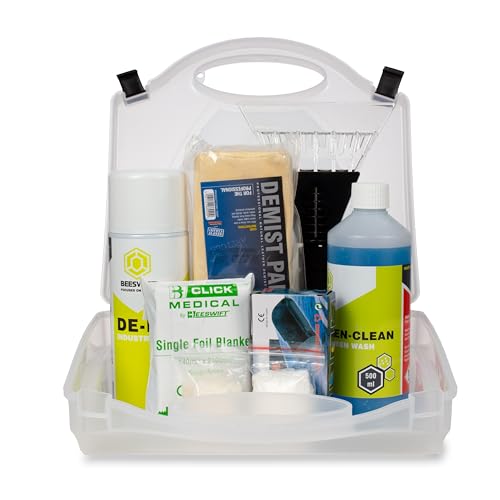 Beeswift Multipurpose Winter Driving Kit-De-icer-Foil Blanket-Screenwash-Ice Scraper-Anti Mist Pad-Torch-Vinyl Gloves Snow Safety Kit Cold Weather Survival Kit – 1 Winter Kit with 7 items