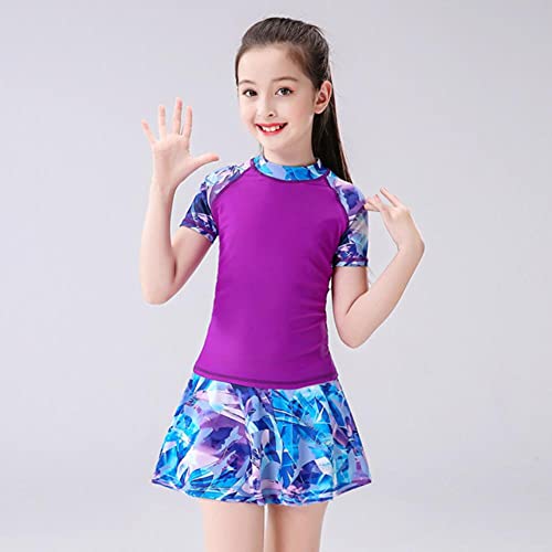 Maillot de bain enfant pour filles de 8 à 13 ans à manches courtes