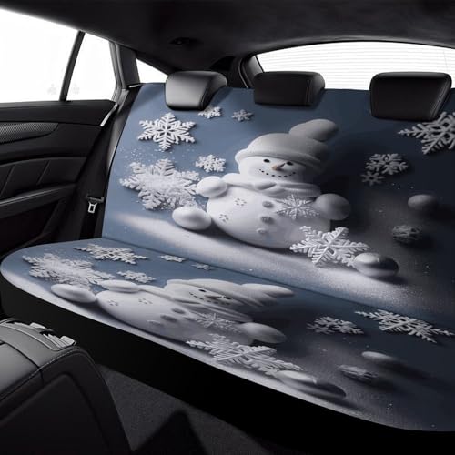 Funda de asiento de coche navideña de muñeco de nieve con protección trasera para mascotas 6