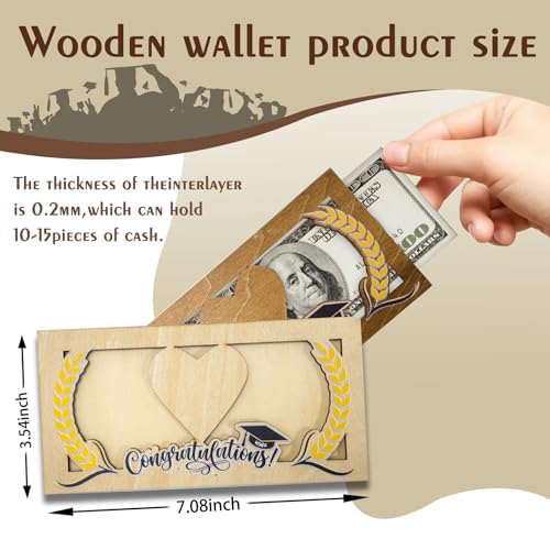 Personalized Wooden Graduation Money Clip Custom Engraved Graduation Gift with Name Class of 2025 Graduation Customized Gifts for College University Graduation Party Supplies (Money Box)3