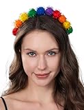 Relyoner Rainbow Glitter Headband for Women Costumes Carnival Parade Headwear Novelty Party Accessories (Balls)