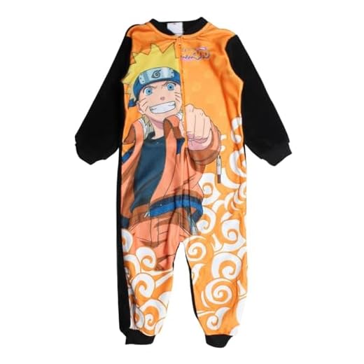 Disney Mono Polar Naruto Juego de Pijama, Negro, 4 años para Niños