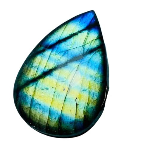 Labradorite naturelle cabochon poire 37x25x7mm pour DIY bague pendentif collier
