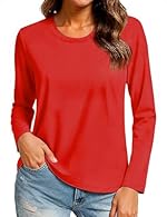 Fabric - This basic long sleeve t-shirt is made of pure cotton, which means it is ultra soft, breathable, and fast-drying. Moisture Wicking - This ladies cotton top is made from lightweight, breathable fabric. It wicks moisture away from your skin an...