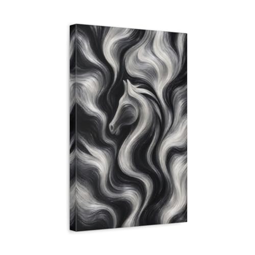 Tableau décoration cheval noir et blanc pour habiller un mur