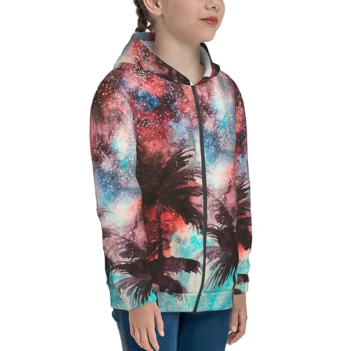 Tropical Night Kids Pullover Hoodies Boys Zip Up Sweatshirts Girls Athletic Clothes with Pocket4