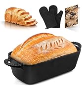 Lvmol 9.5×5 Inch Cast Iron Loaf Pan - Pre-Seasoned Sourdough Bread Baking Pan, Even Heat Distribu...