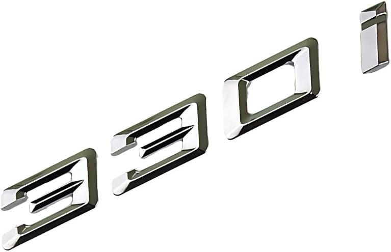 Image of 330i Emblem Decal Car Numbers Letters Decal Plating Badge 3D Metal Style Fit for 330i Car Model Silver