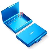 Oralphi Aluminum Retainer Case for Invisalign Aligners, Partial Mouth Guard Case Denture Retainer Container Case Holder with Vent Holes, Slim Orthodontic Aligner Case for Traveling-1 Pack Blue