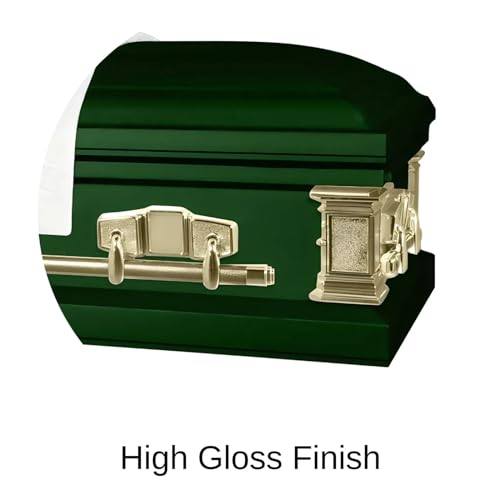 Titan Casket Satin Series Steel Casket (Hunter Green) Handcrafted Funeral Casket - Hunter Green Finish with White Crepe Interior