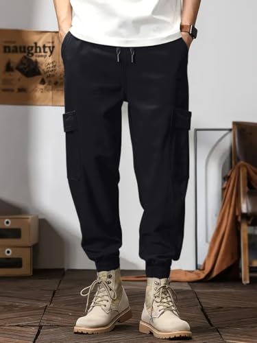 Image of Leriya Fashion Men's Cargo Pants | 6 Pocket Cotton Cargo Joggers for Men | Loose Fit Stylish Pant with Pockets | Casual Baggy Trousers & Streetwear Lower