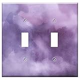 Switch Plate Double Toggle - Watercolors Lilac Violet Background Purple Art