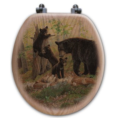 WGI-GALLERY TS-R-PT Playtime Bears Oak Toilet Seat WGI-GALLERY TS-R-PT Playtime Bears Oak Toilet Seat